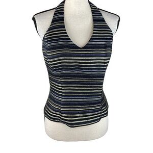 Alex Evenings Metallic Stripes Halter Top Formal Evening Glam Party Size 8